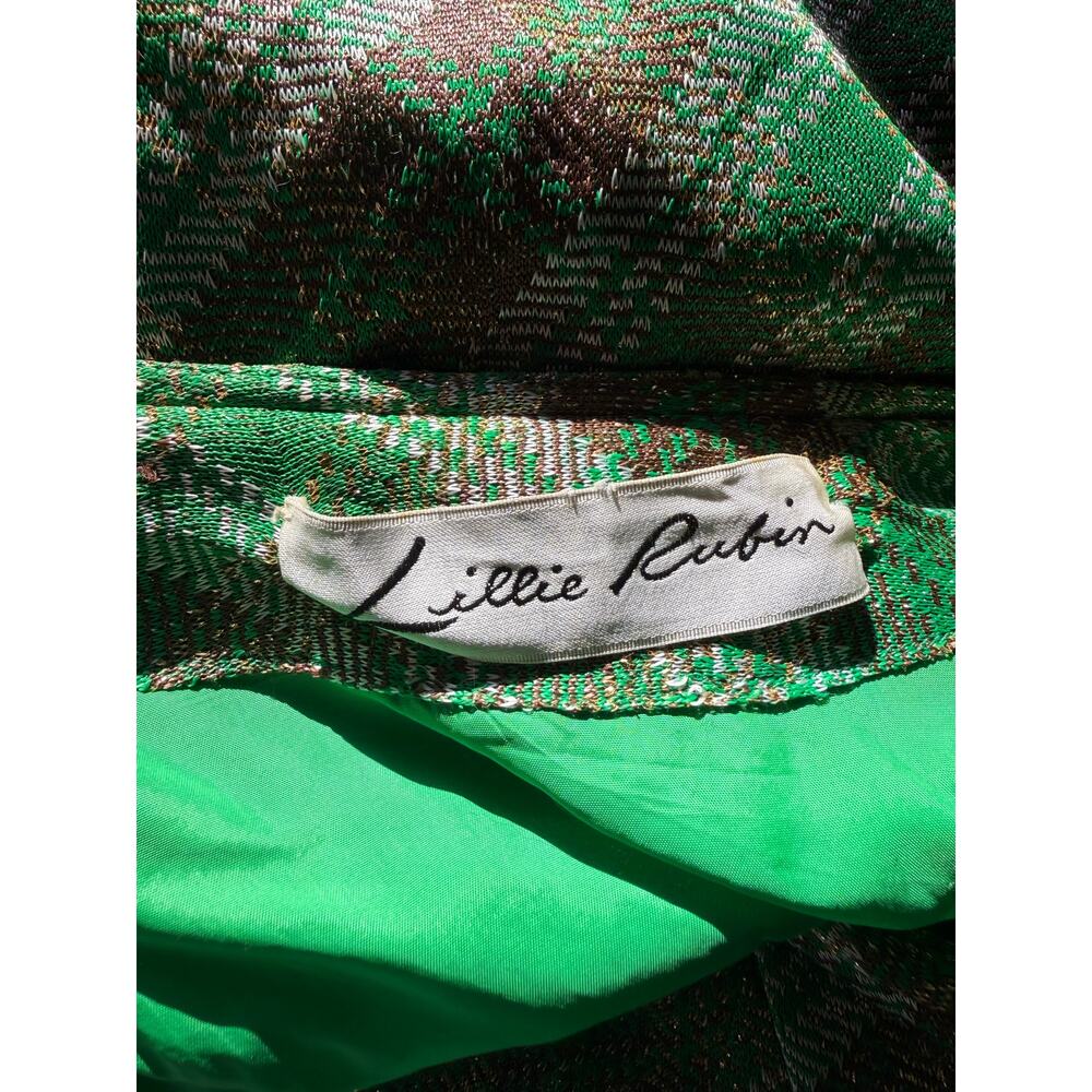Vintage Lillie Rubin Green Plaid Wide Leg Jumpsuit & Jacket Belted 70s Glam - Picture 9 of 10